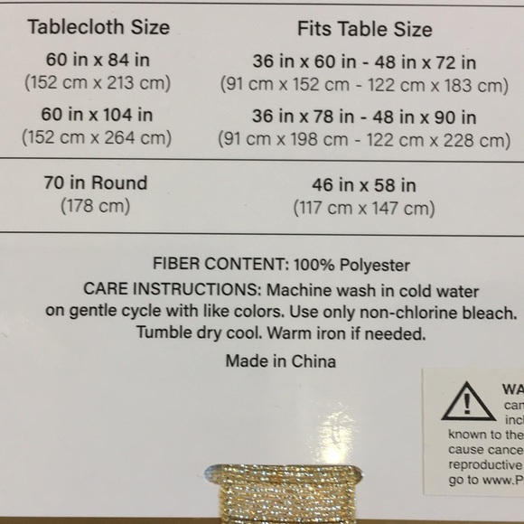 Metallic Pumpkin Harvest Fall Rectangular Tablecloth 60” X 84” sparkle gold NWT - Picture 10 of 16